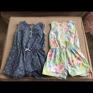 NWOT 2-pack Carters Baby Girl Rompers size 12 mos